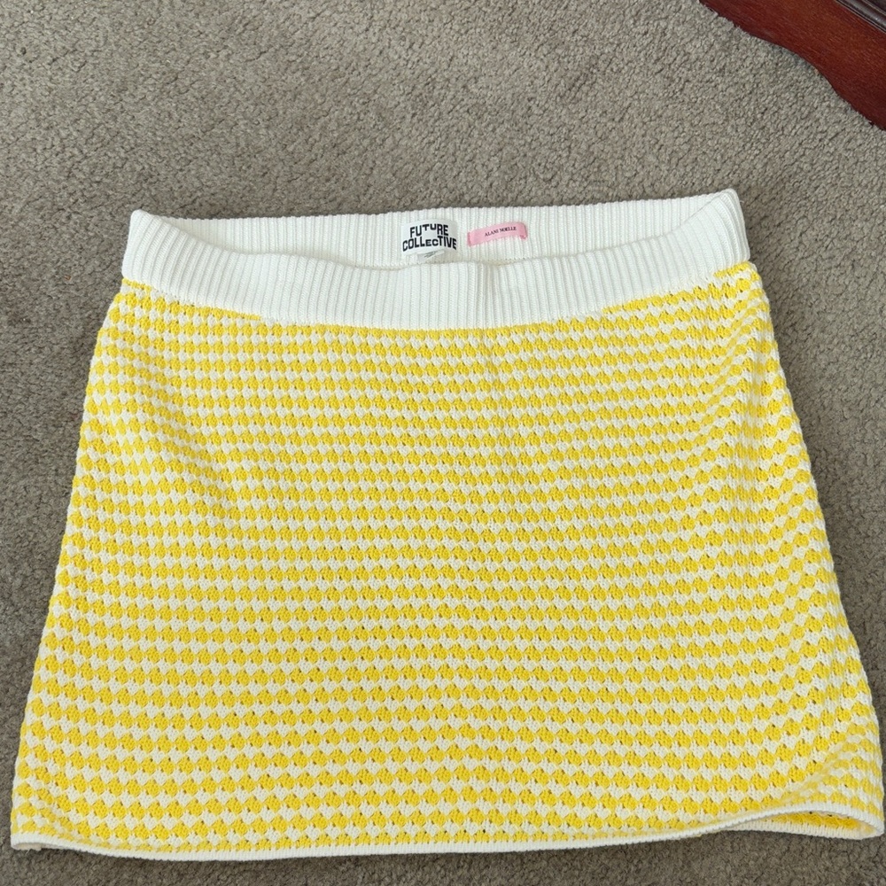 Future Collective featuring Alaini Noelle Yellow and White Women's Skirt